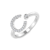 0.11 Carat Round Diamond Micro Pavé & Bezel Letter C Initial Ring