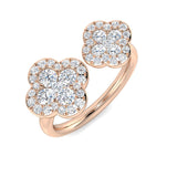 Natural Round Cut Diamond Cluster Engagement Clover Set Ring