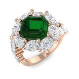 Solitaire Emerald Ring with Pear Diamonds