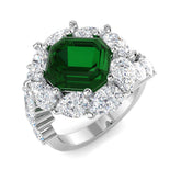 Diamond Batterkea Emerald Ring | 6ct | Hallmarked Gold & Platinum