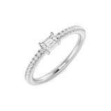 Baguette Diamond Solitaire Ring with Round Side Stones | Gold & Platinum