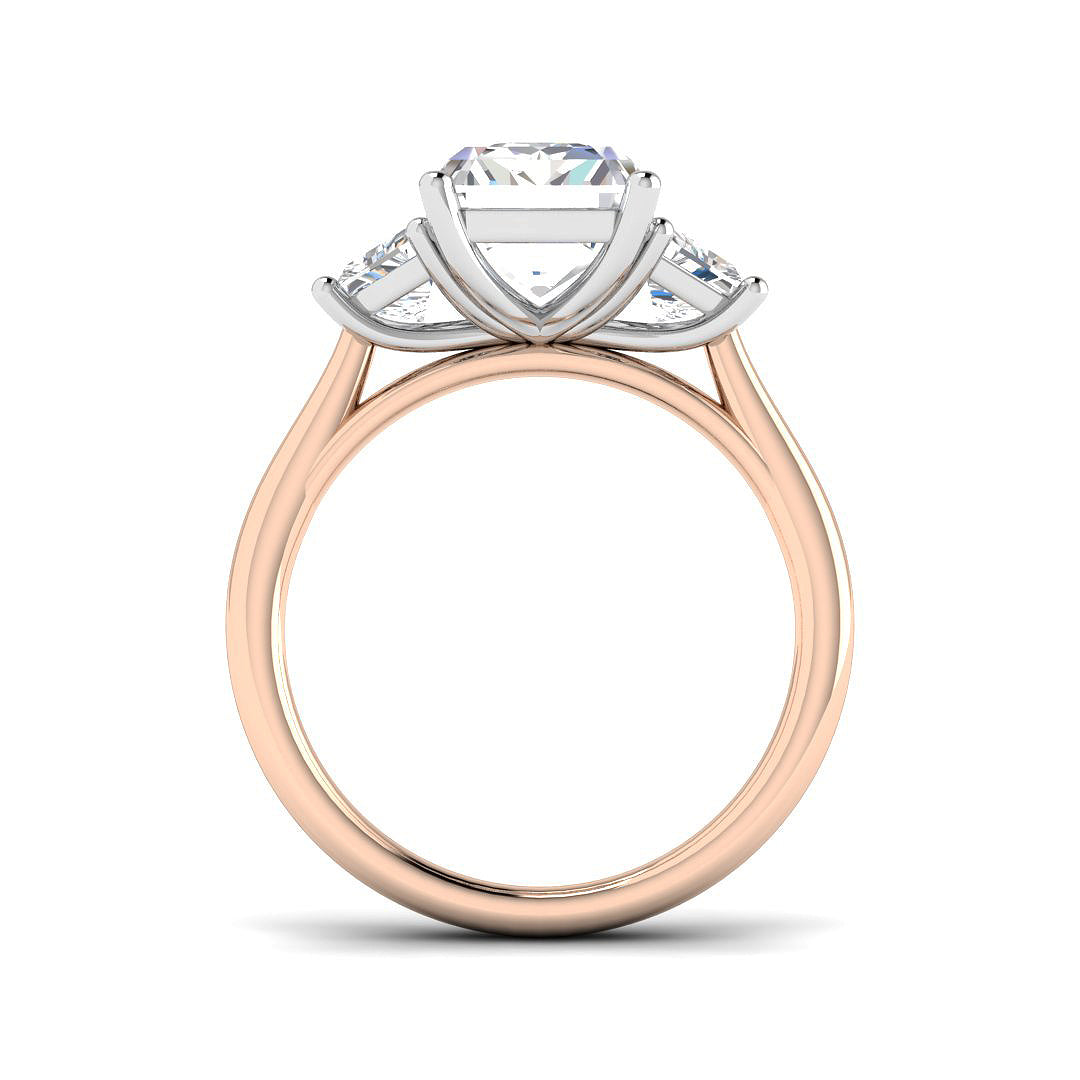 5.00ct Lab Grown D/VVS Emerald Cut Diamond 3 Stone Ring