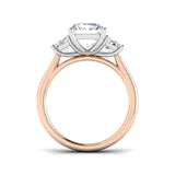 Bague à trois pierres avec diamants de laboratoire taille émeraude de 5,00 ct, pureté D/VVS