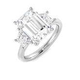 5.00ct Lab Grown D/VVS Emerald Cut Diamond 3 Stone Ring