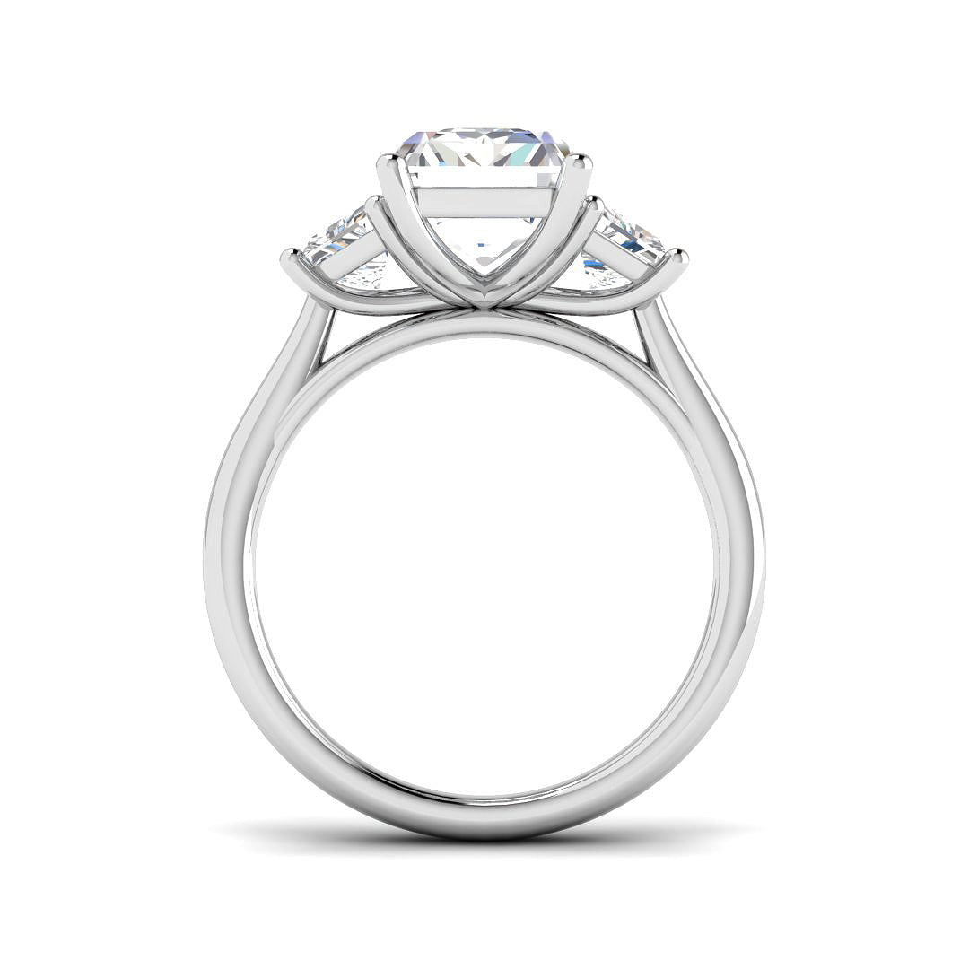 5.00ct Lab Grown D/VVS Emerald Cut Diamond 3 Stone Ring