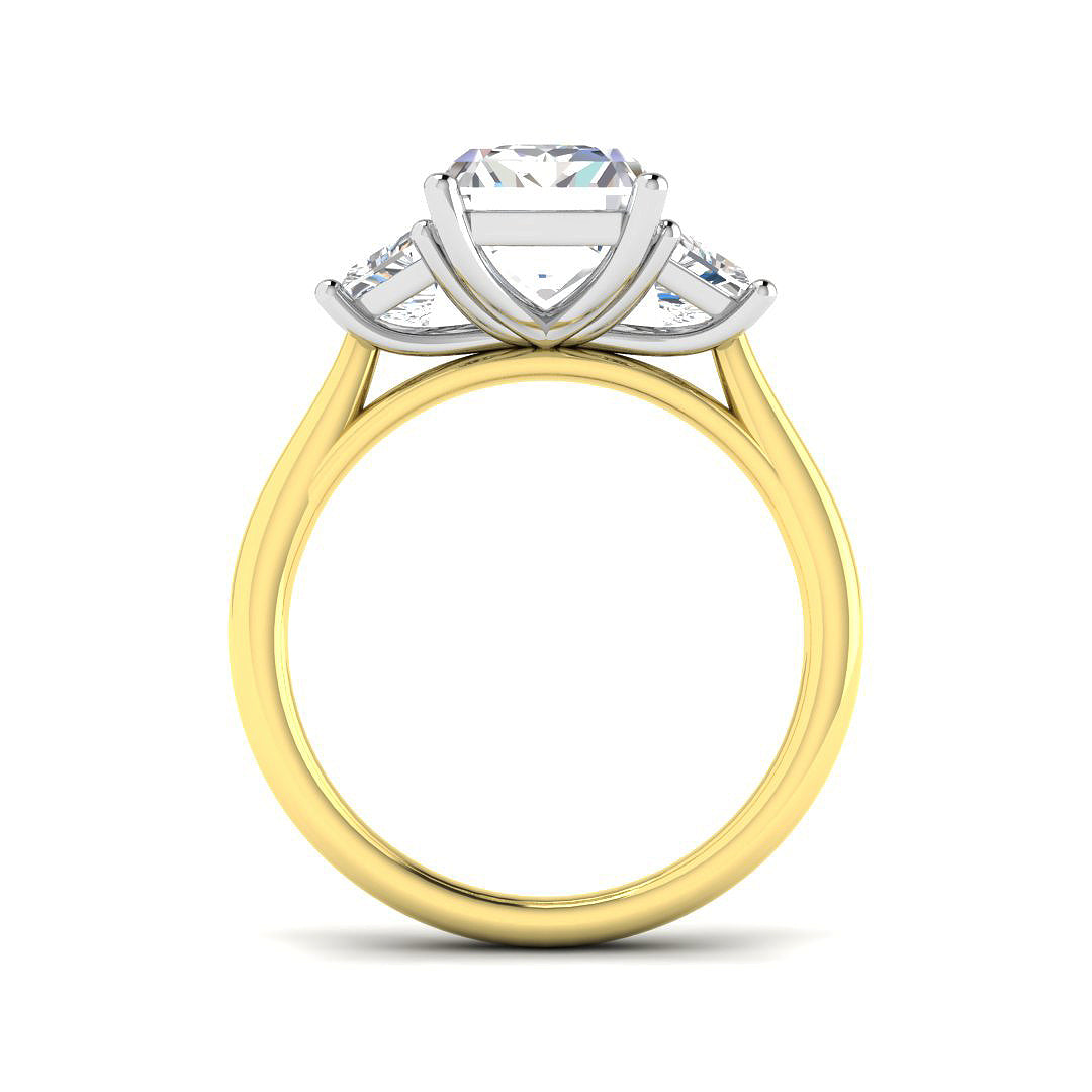 5.00ct Lab Grown D/VVS Emerald Cut Diamond 3 Stone Ring