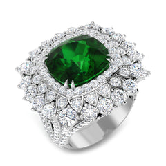 10.80Carat D-E/VS Lab Grown Emerald & Diamond Engagement Ring 950 Platinum Ready To Ship