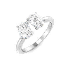 1.20Carat D-E/VS Lab Grown Diamond 2 Stone Wedding Ring 18k White Gold Ready To Ship