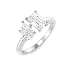 1.50Carat D-E/VS Lab Grown Diamond 2 Stone Wedding Ring 18k White Gold Ready To Ship