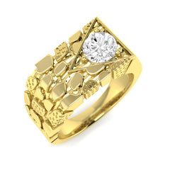 1.00Carat D-E/VS Lab Grown Diamond Signet Engagement Ring 9k Yellow Gold Ready To Ship