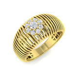 Wide Diamond Band Ring UK | Ribbed Cluster Design