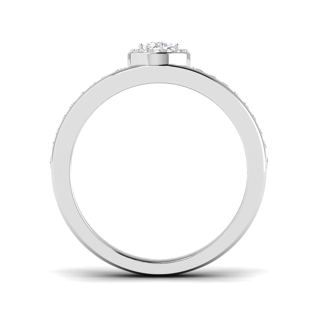 Natural Round & Oval Cut Diamond Halo Engagement Ring.