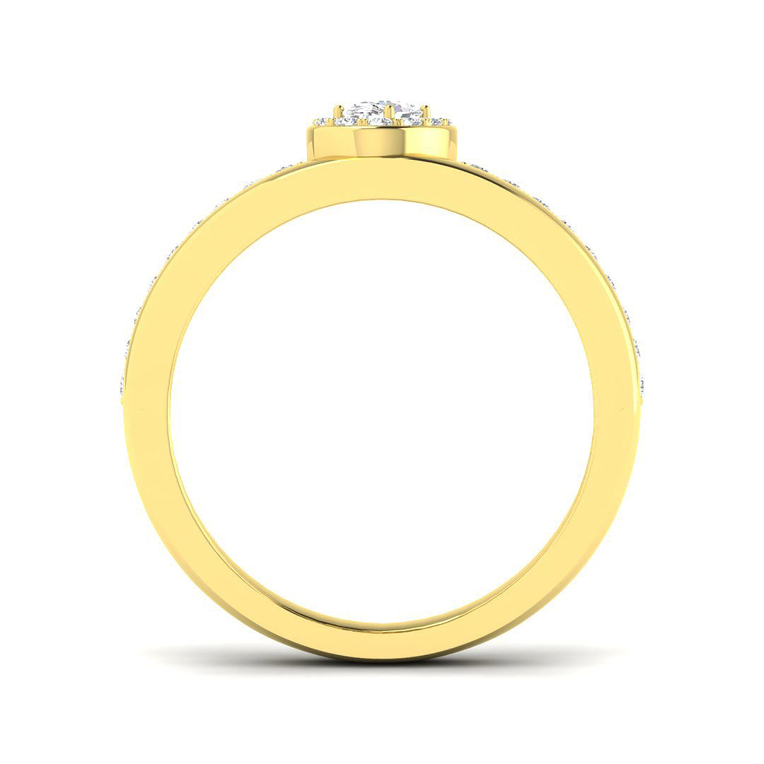 Natural Round & Oval Cut Diamond Halo Engagement Ring.