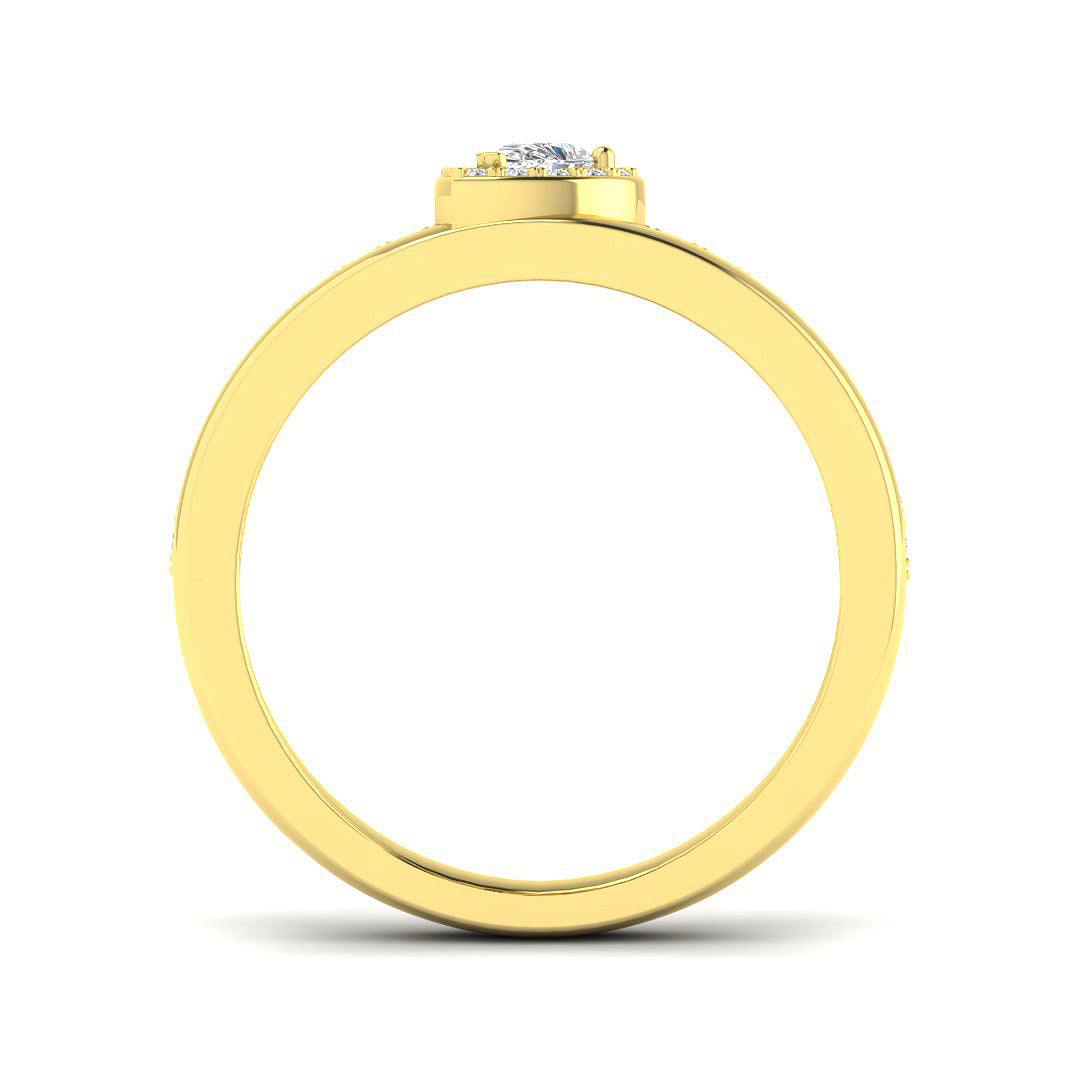 Natural Round & Pear Cut Diamond Halo Engagement Ring