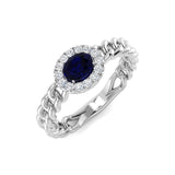 Diamond bivibe Blue Sapphire Ring | 0.5ct | Hallmarked Gold & Platinum