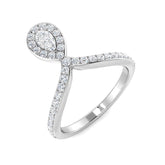 Natural Pear & Round Cut Diamond Halo Engagement Ring