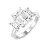 3.00ct Lab Grown D/VVS Emerald Cut Diamond 3 Stone Ring