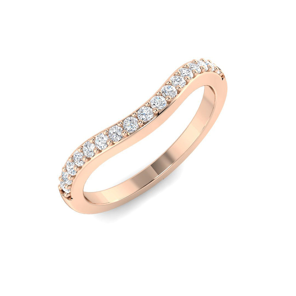 Curved Wedding Band, Diamond Wedding Band