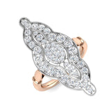 Vintage Elongated Cluster Diamond Ring 1.25ct | Round Diamond Halo | UK Hallmarked