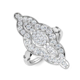 Vintage Elongated Cluster Diamond Ring 1.25ct | Round Diamond Halo | UK Hallmarked