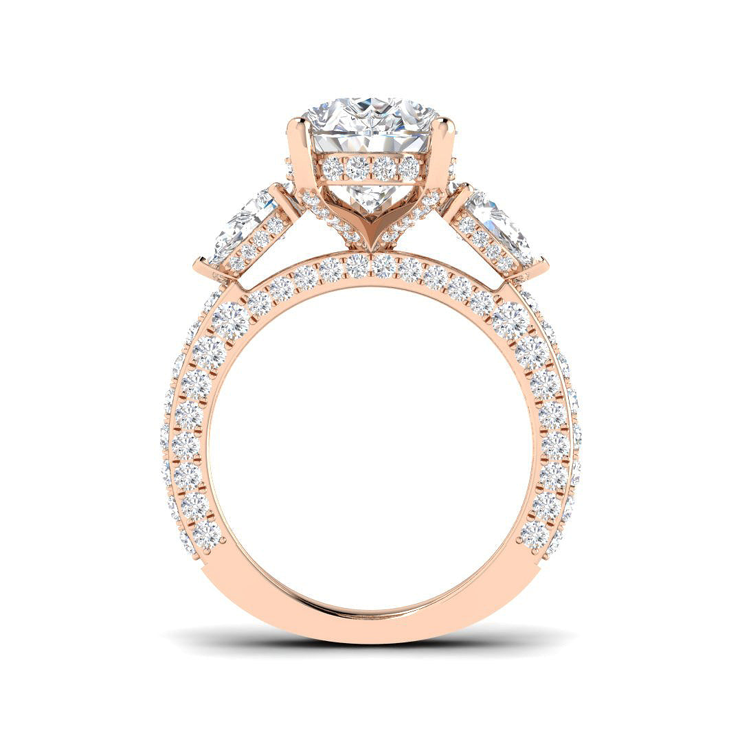 3-Stone Lab Grown Diamond 7.20ct Pear Cut D/VVS Ring