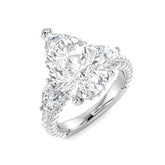 3-Stone Lab Grown Diamond 7.00ct Pear Cut D/VVS Ring