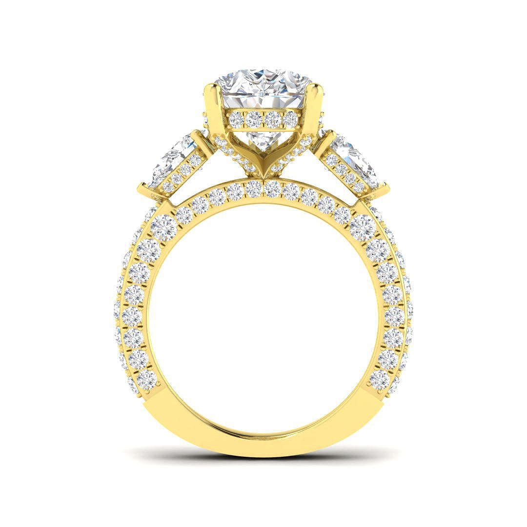 3-Stone Lab Grown Diamond 7.20ct Pear Cut D/VVS Ring