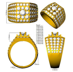 4.40Carat D-E/VS Lab Grown Diamond Signet Engagement Ring 9k Yellow Gold Ready To Ship