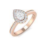 Halo-Ring mit natürlichem Birnen- und Rundschliff-Diamanten