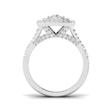 Lab Grown Cushion & Round Cut Diamond Halo Engagement Ring