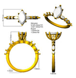 Marquise Diamond Solitaire Engagement Ring with Accent Band | Gold & Platinum