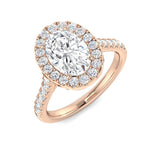 Lab Grown Round & Oval Cut Diamond Pave Set Engagement Ring