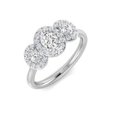 Three Stone Oval Halo Diamond Ring | Elegant Design| 0.33ct - 1.25ct