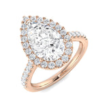 Natural Pear & Round Cut Diamond Pav Set Halo Ring