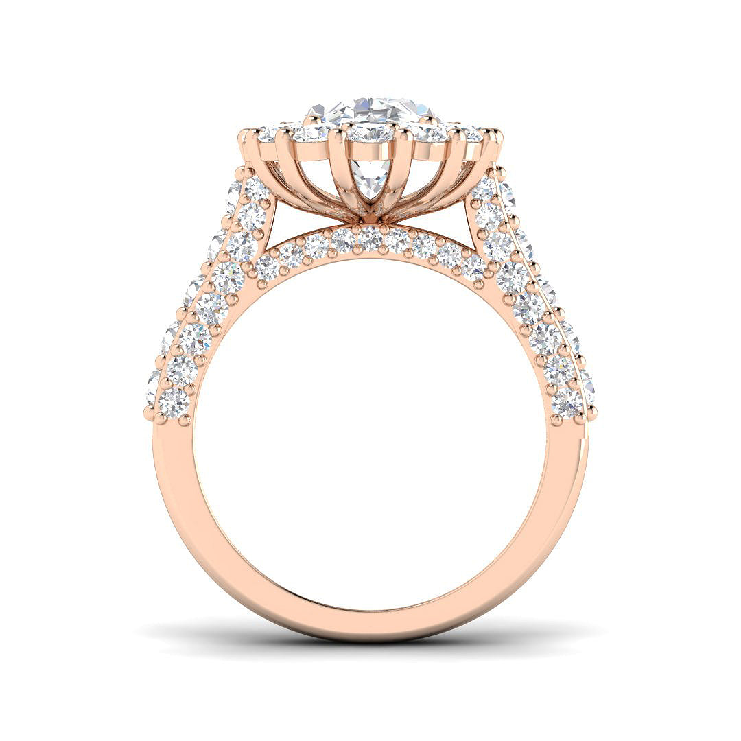 Lab Grown Round & Oval Cut Diamond Prong Set Engagement Ring