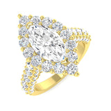 Lab Grown Round & Marquise Cut Diamond Pave Set Engagement Ring
