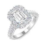 Lab Grown Round & Emerald Cut Diamond Engagement Ring