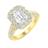 Lab Grown Round & Emerald Cut Diamond Engagement Ring