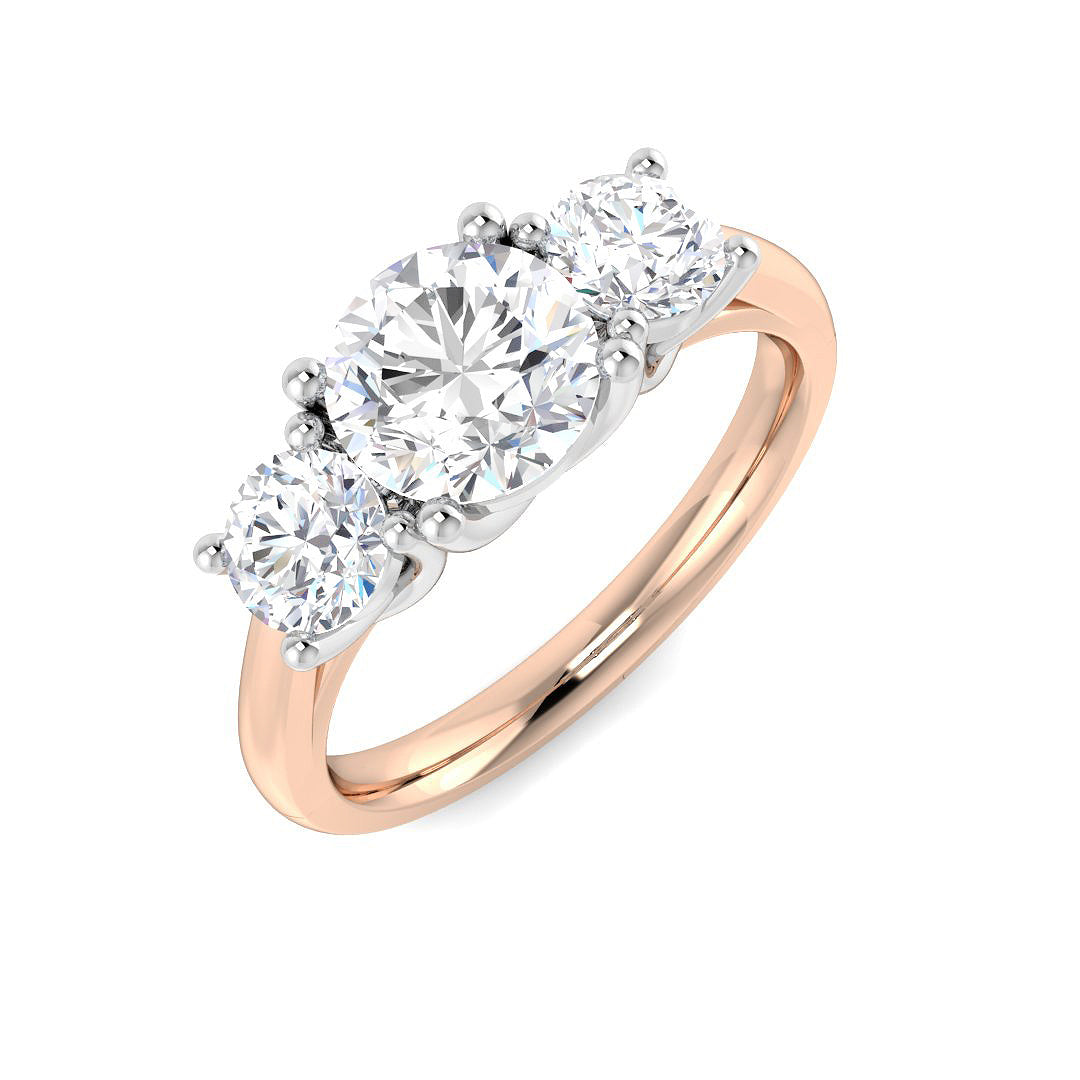 3-Stone Lab Grown Diamond Round Cut D/VVS Ring