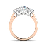 Bague à trois diamants de laboratoire ronds D/VVS