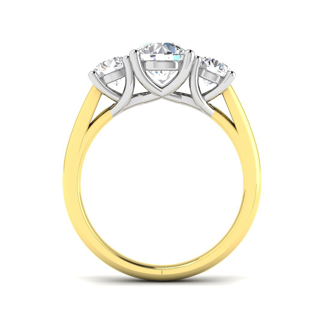 3-Stone Lab Grown Diamond Round Cut D/VVS Ring