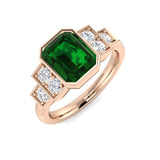 Modern Emerald Cut Diamond Ring Bezel Setting