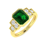 Bezel Set Emerald Cut Engagement Ring