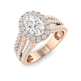 Lab Grown Round & Oval Cut Diamond Halo Engagement Ring