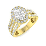 Lab Grown Round & Oval Cut Diamond Halo Engagement Ring