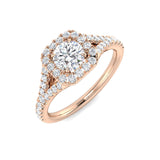 Lab Grown Round Cut Diamond Pave Set Engagement Ring