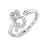 0.14 Carat Round Diamond Micro Pavé & Bezel Script Letter B Initial Ring
