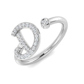0.14 Carat Round Diamond Micro Pavé & Bezel Script Letter D Initial Ring