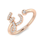 Pavé Diamond E Initial Ring 0.15ct | UK Hallmarked Jewellery