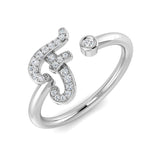 0.10 Carat Round Diamond Micro Pavé & Bezel Script Letter F Initial Ring